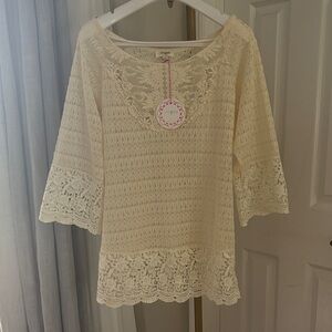 NEW UMGEE Elegant Cream Lace Women's Top Sz Small
